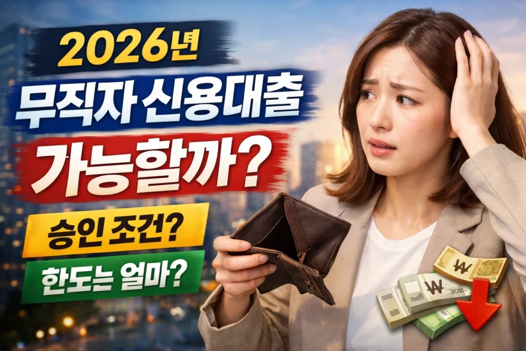 2026년 무직자 신용대출 가능 여부를 설명하는 썸네일 이미지
