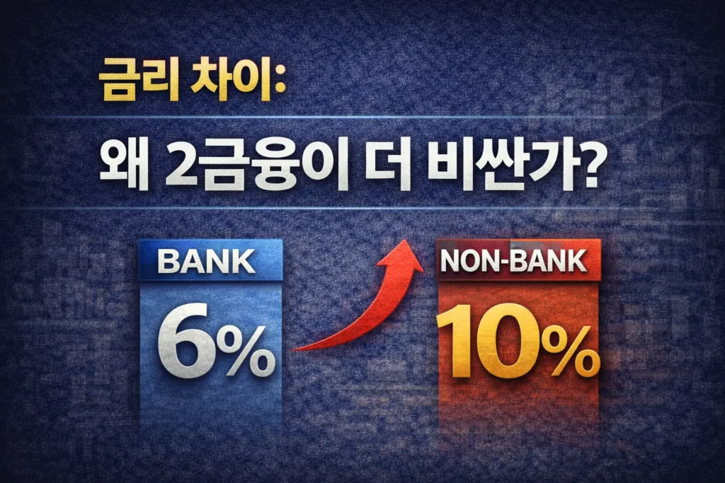 Interest rate gap between bank and non-bank loans showing higher non-bank rates
