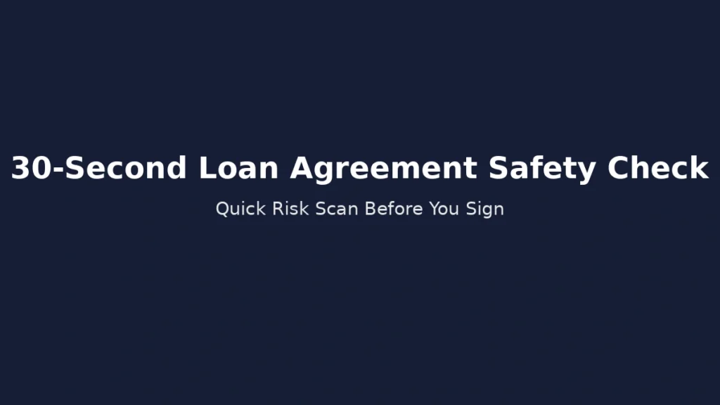 30 second safety check before signing a personal loan agreement to detect risky conditions