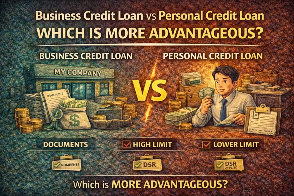 Business loan vs personal loan comparison including documents loan limits and DSR requirements