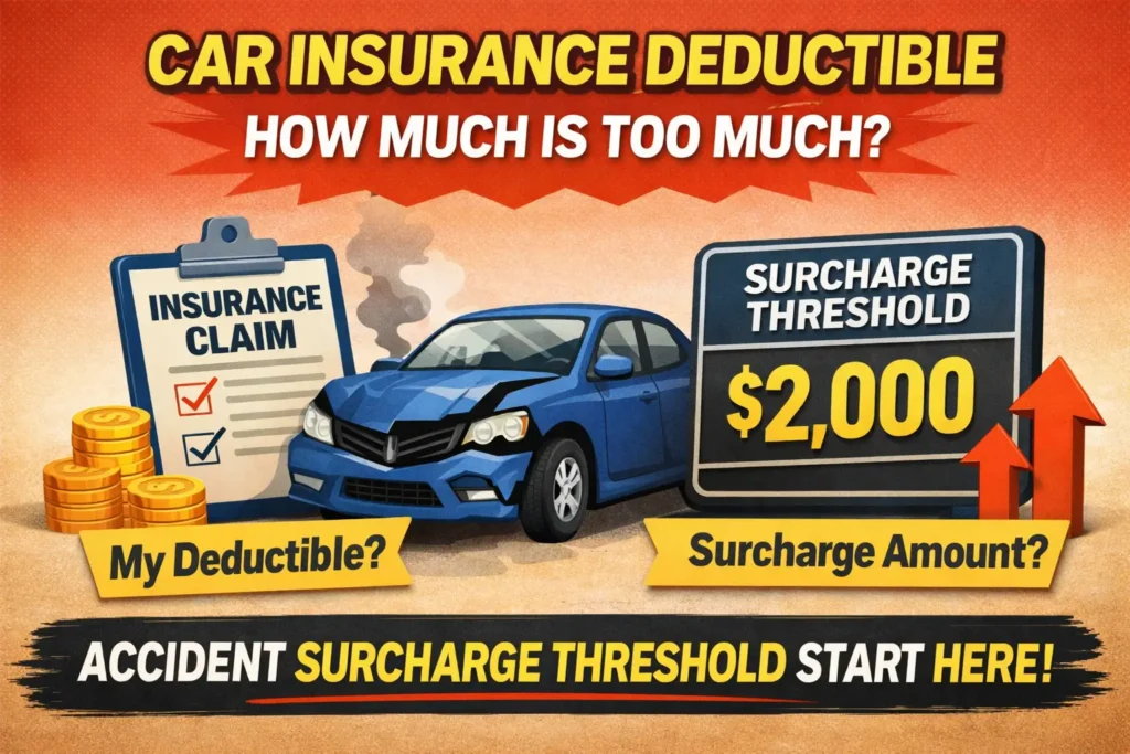 Car insurance deductible and accident surcharge threshold amount and when filing a claim becomes disadvantageous