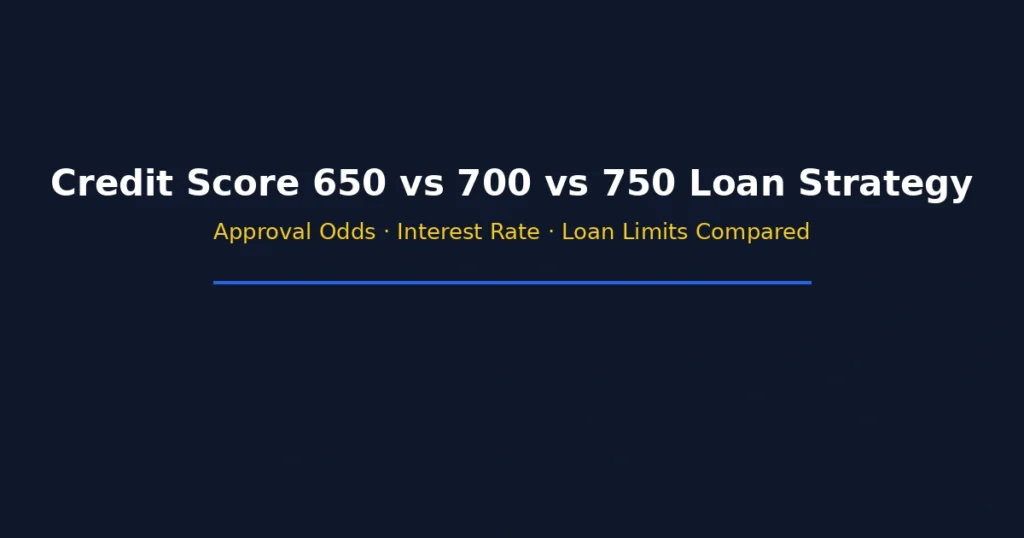 Loan strategy comparison for credit scores 650 700 and 750 including approval odds interest rates and loan limits