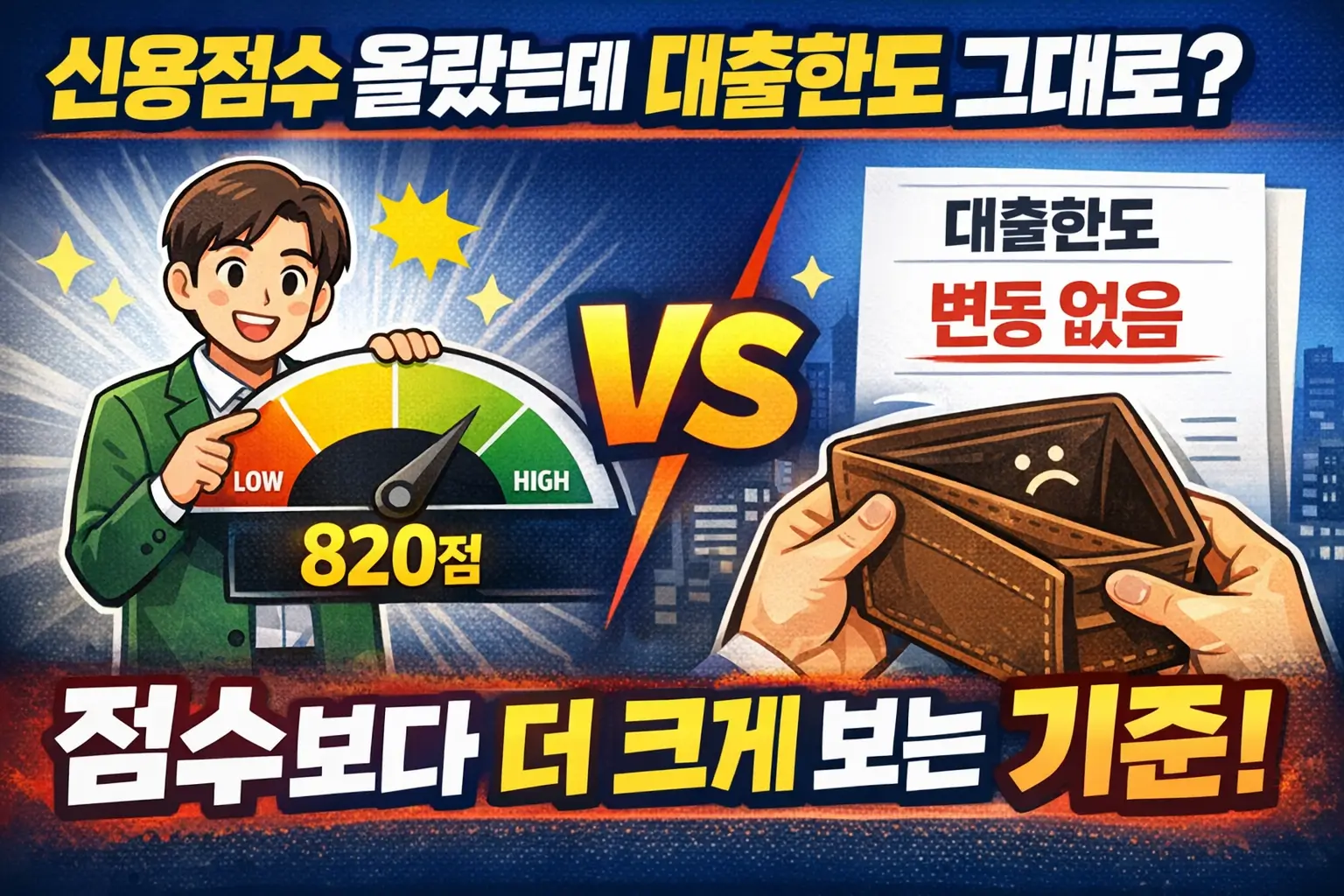 신용점수 올랐는데 대출한도 그대로 인 이유 – 점수보다 크게 보는 기준