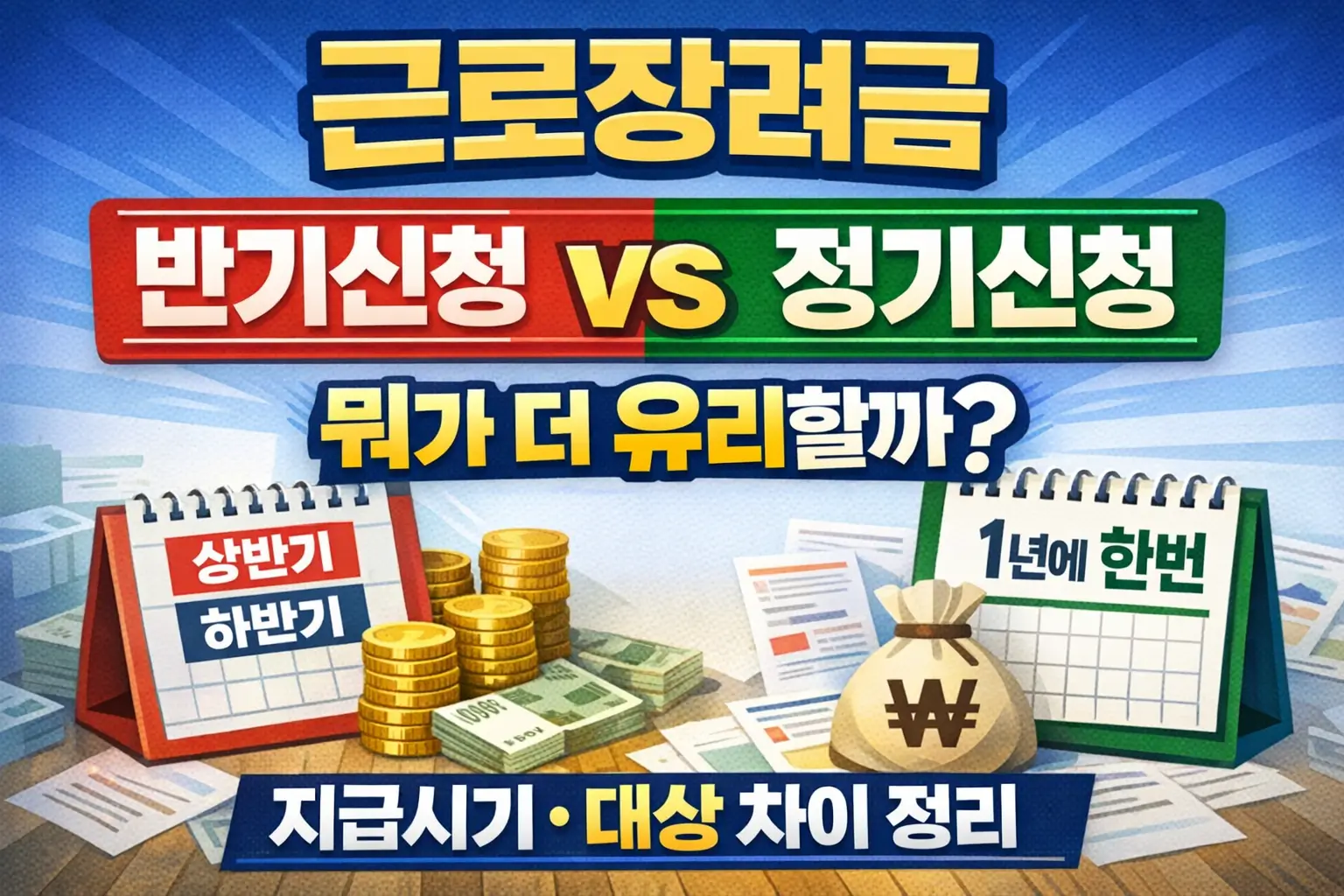 근로장려금 반기신청 vs 정기신청, 뭐가 더 유리할까? 지급시기·대상 차이 정리