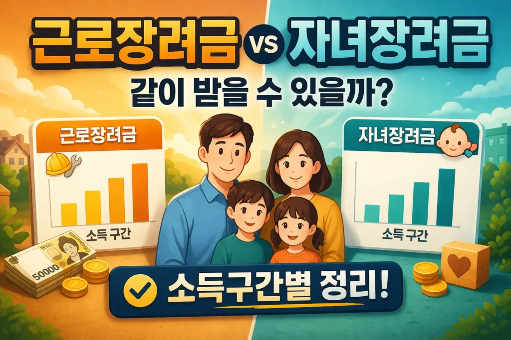 Earned income tax credit vs child tax credit in Korea and whether both can be received based on income levels