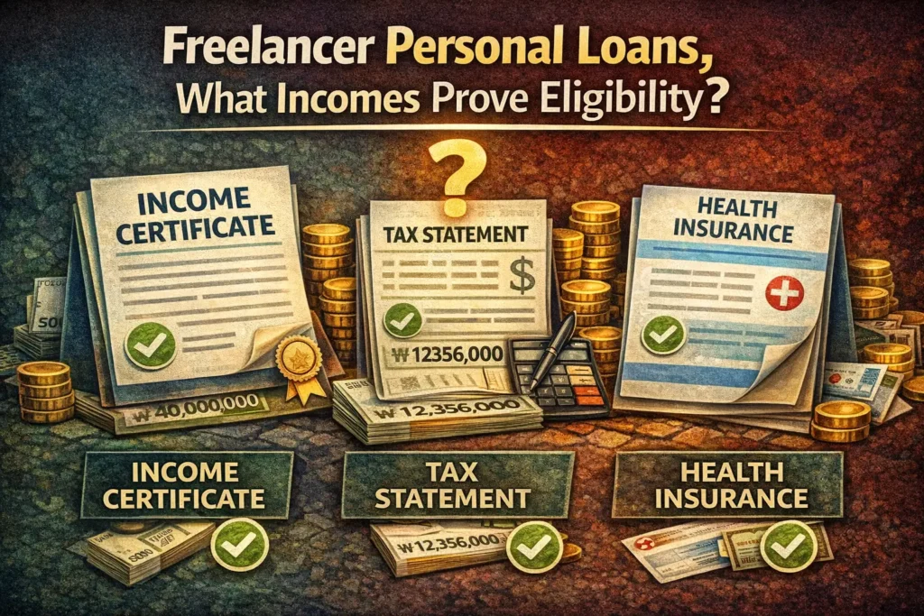 Freelancer personal loan income proof documents including income certificate tax statement and health insurance contribution
