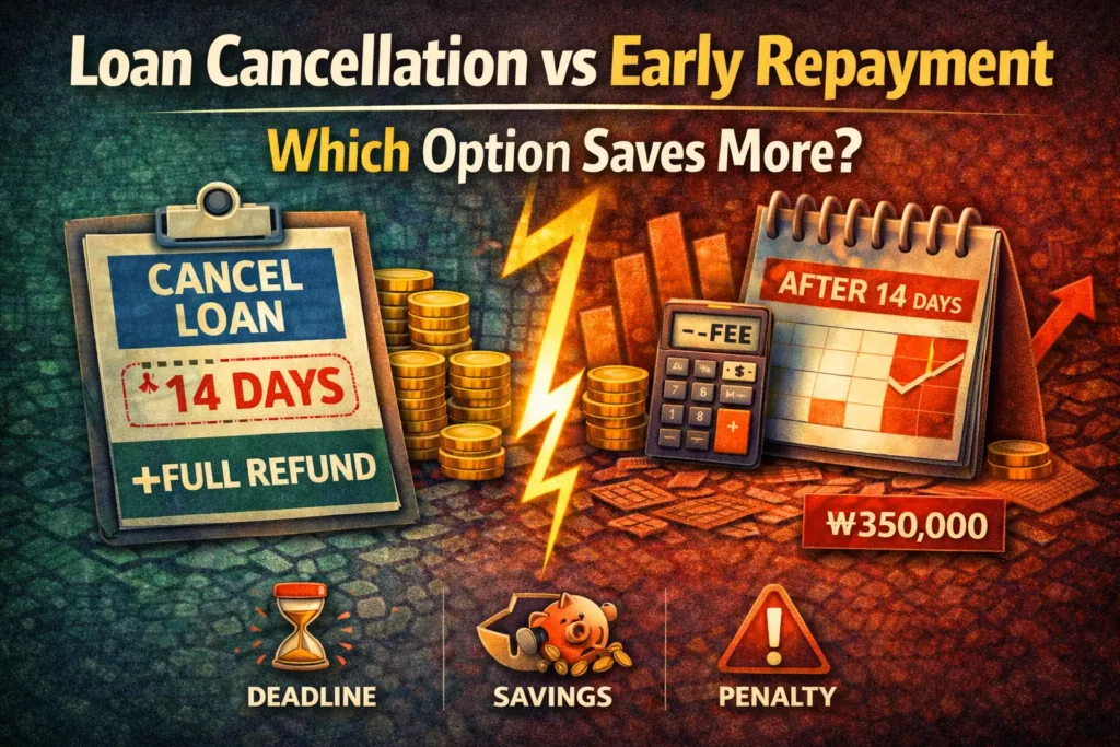 Loan cancellation right vs early repayment comparison including the 14 day withdrawal period fees and potential savings