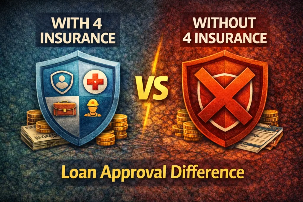 Loan eligibility comparison for employees with four insurance coverage vs without four insurance coverage