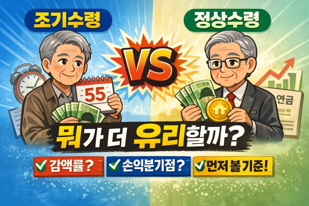 National pension early claim vs normal claim comparison including reduction rate break even point and decision criteria