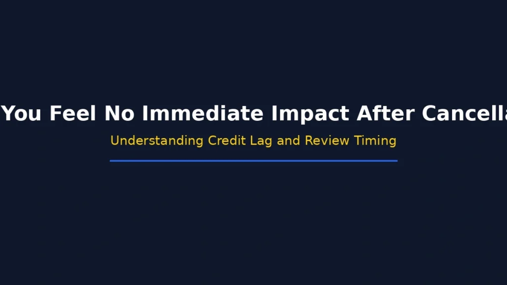 Why there is no immediate impact after canceling revolving credit including credit lag and review timing