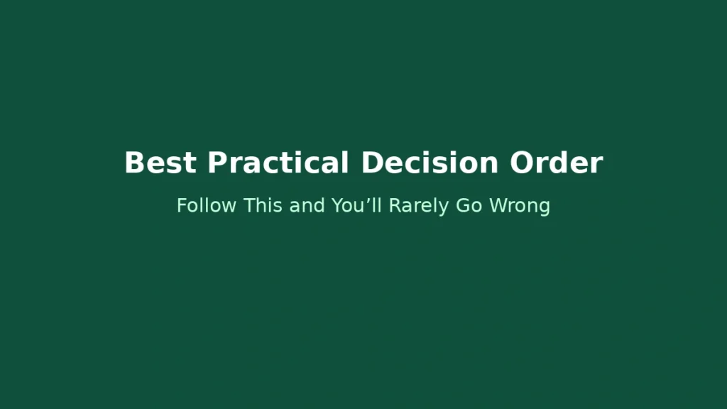 Best practical decision order for choosing financial options with minimal mistakes based on real-world criteria