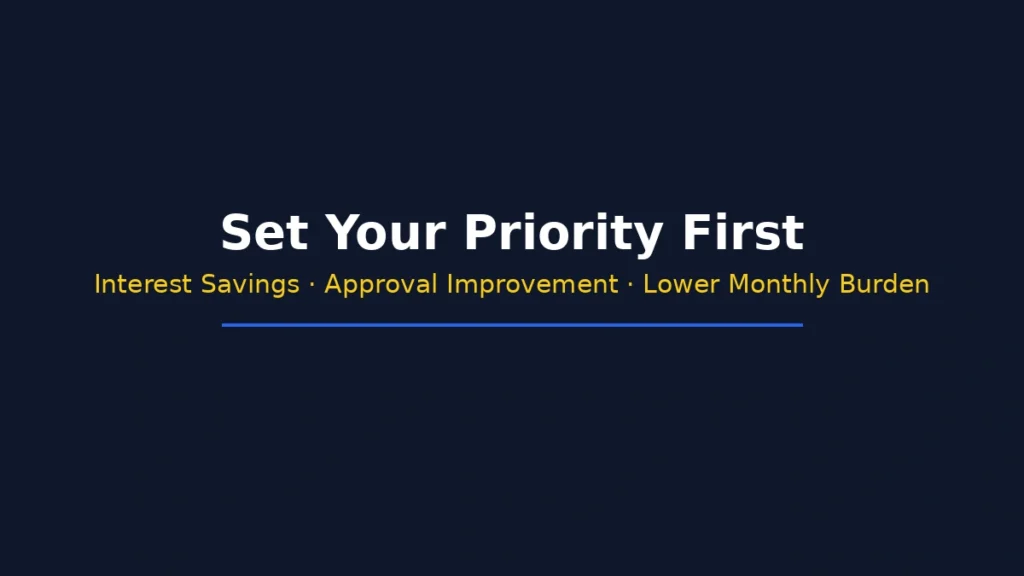 Set your repayment priority between interest savings approval improvement and lower monthly burden